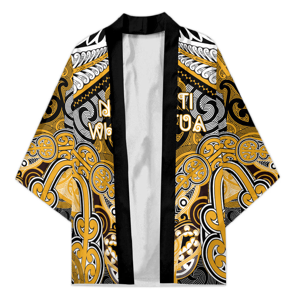 Aotearoa Iwi Ngati Whatua Personalised Kimono Maori Kowhaiwhai Pattern LT19 Unisex Yellow - Polynesian Pride
