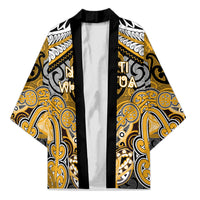 Aotearoa Iwi Ngati Whatua Personalised Kimono Maori Kowhaiwhai Pattern LT19 Unisex Yellow - Polynesian Pride