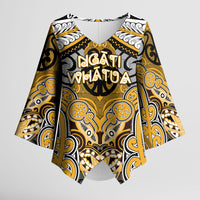 Aotearoa Iwi Ngati Whatua Personalised Kimono Sleeve Blouse Maori Kowhaiwhai Pattern LT19 Female Yellow - Polynesian Pride