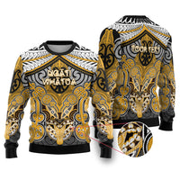 Aotearoa Iwi Ngati Whatua Personalised Ugly Christmas Sweater Maori Kowhaiwhai Pattern LT19 Yellow - Polynesian Pride