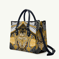 Aotearoa Iwi Ngati Whatua Leather Bag Maori Kowhaiwhai Pattern LT19 Yellow - Polynesian Pride