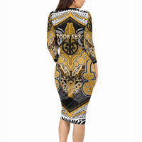 Aotearoa Iwi Ngati Whatua Personalised Long Sleeve Bodycon Dress Maori Kowhaiwhai Pattern LT19 - Polynesian Pride