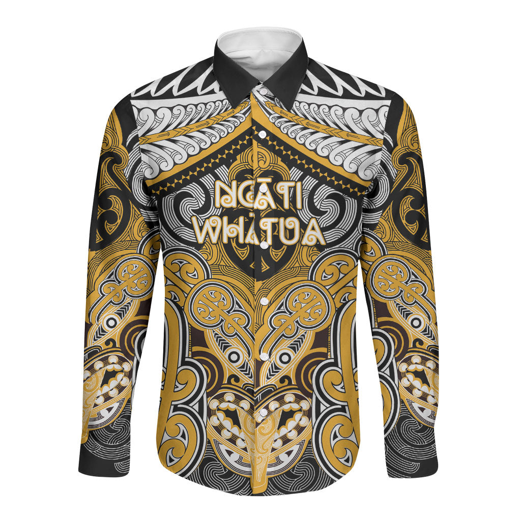 Aotearoa Iwi Ngati Whatua Personalised Long Sleeve Button Shirt Maori Kowhaiwhai Pattern LT19 Unisex Yellow - Polynesian Pride