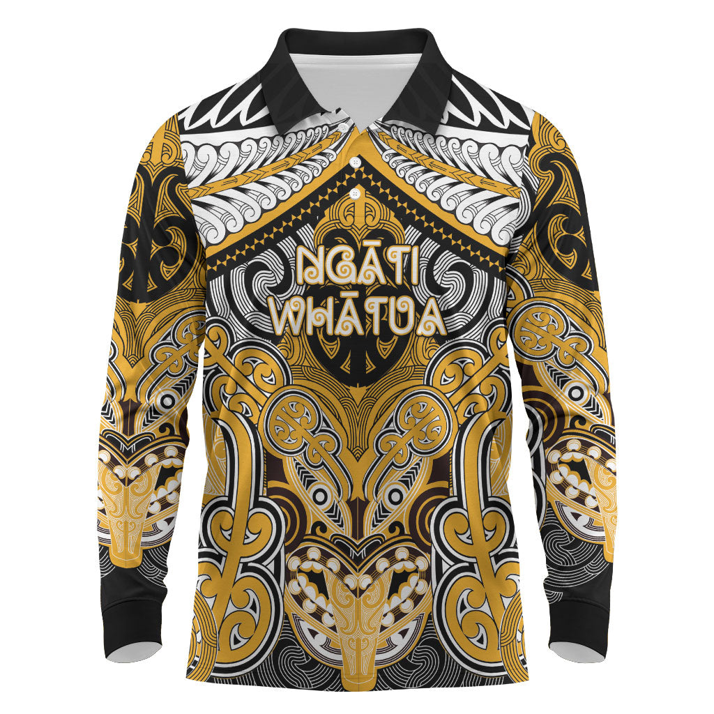 Aotearoa Iwi Ngati Whatua Personalised Long Sleeve Polo Shirt Maori Kowhaiwhai Pattern LT19 Yellow - Polynesian Pride