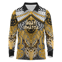 Aotearoa Iwi Ngati Whatua Personalised Long Sleeve Polo Shirt Maori Kowhaiwhai Pattern LT19 Yellow - Polynesian Pride