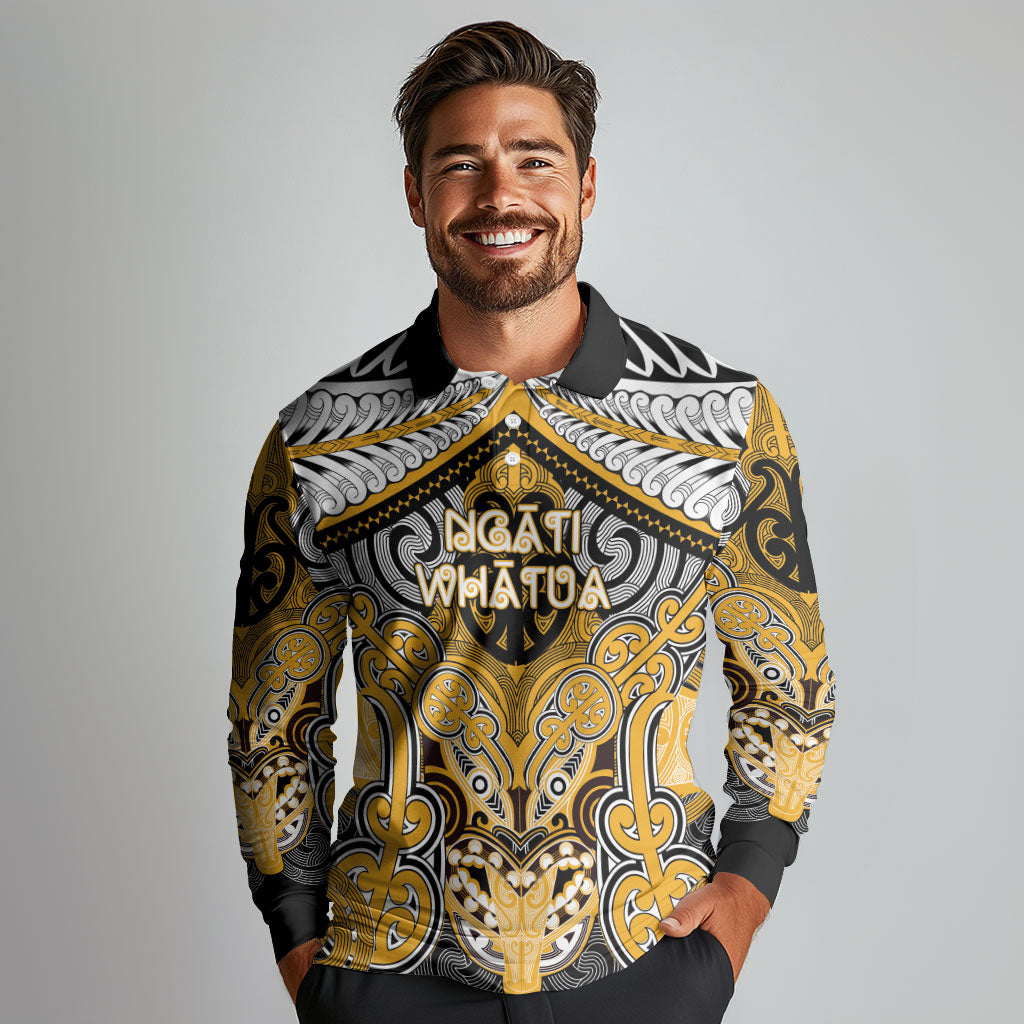 Aotearoa Iwi Ngati Whatua Personalised Long Sleeve Polo Shirt Maori Kowhaiwhai Pattern LT19 - Polynesian Pride