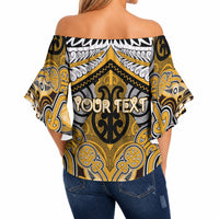 Aotearoa Iwi Ngati Whatua Personalised Off Shoulder Wrap Waist Top Maori Kowhaiwhai Pattern LT19 - Polynesian Pride