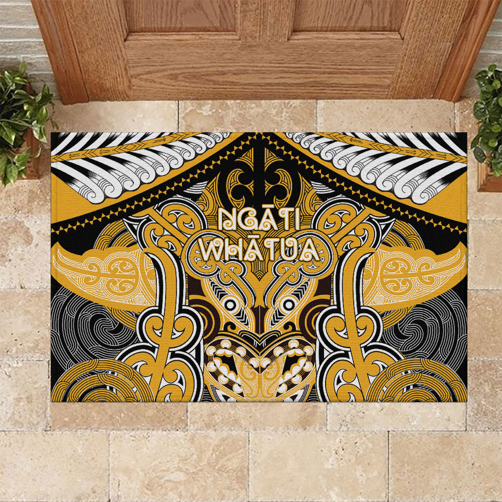 Aotearoa Iwi Ngati Whatua Rubber Doormat Maori Kowhaiwhai Pattern LT19 Yellow - Polynesian Pride