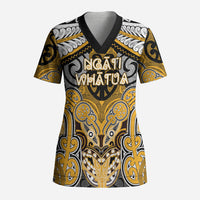 Aotearoa Iwi Ngati Whatua Personalised Scrub Top Maori Kowhaiwhai Pattern LT19 Adult Yellow - Polynesian Pride