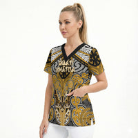 Aotearoa Iwi Ngati Whatua Personalised Scrub Top Maori Kowhaiwhai Pattern LT19 - Polynesian Pride