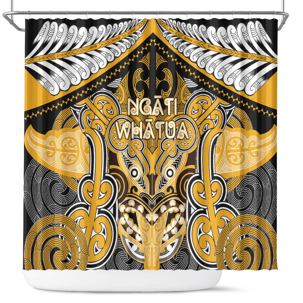 Aotearoa Iwi Ngati Whatua Shower Curtain Maori Kowhaiwhai Pattern LT19 Yellow - Polynesian Pride