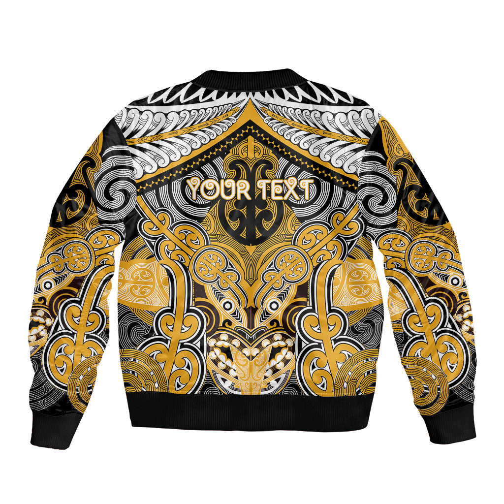 Aotearoa Iwi Ngati Whatua Personalised Sleeve Zip Bomber Jacket Maori Kowhaiwhai Pattern LT19 - Polynesian Pride