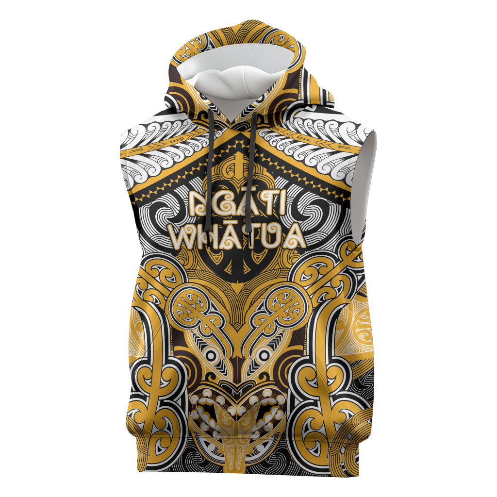 Aotearoa Iwi Ngati Whatua Personalised Sleeveless Hoodie Maori Kowhaiwhai Pattern LT19 Yellow - Polynesian Pride