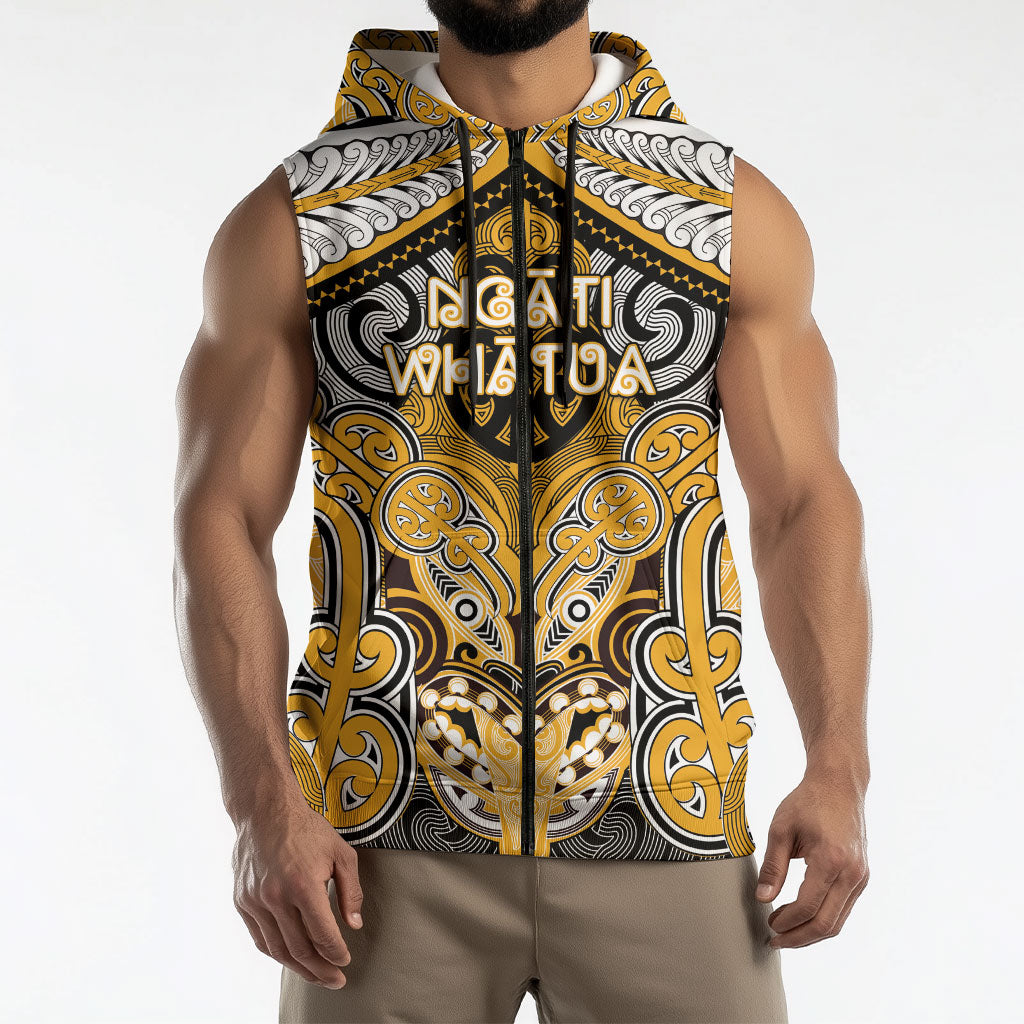 Aotearoa Iwi Ngati Whatua Personalised Sleeveless Zip Hoodie Maori Kowhaiwhai Pattern LT19 - Polynesian Pride