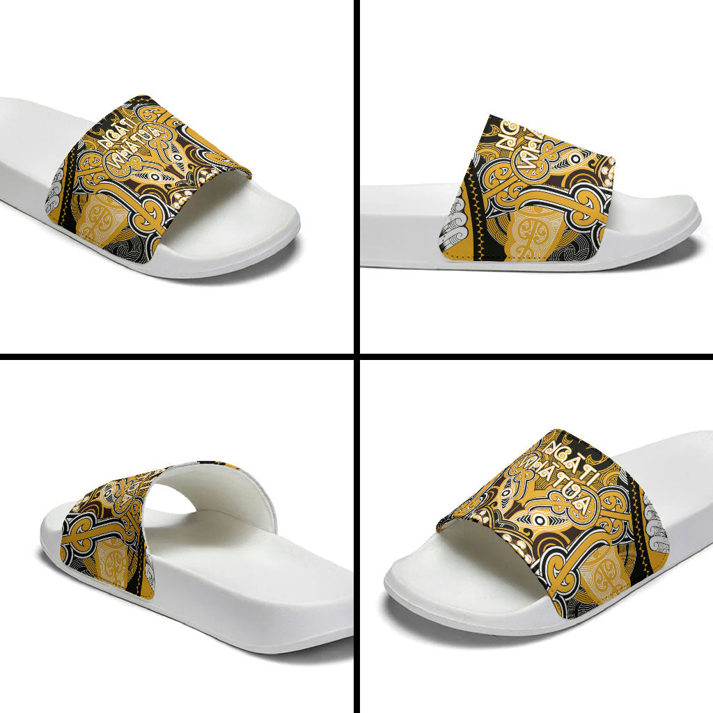 Aotearoa Iwi Ngati Whatua Slide Sandals Maori Kowhaiwhai Pattern LT19 - Polynesian Pride