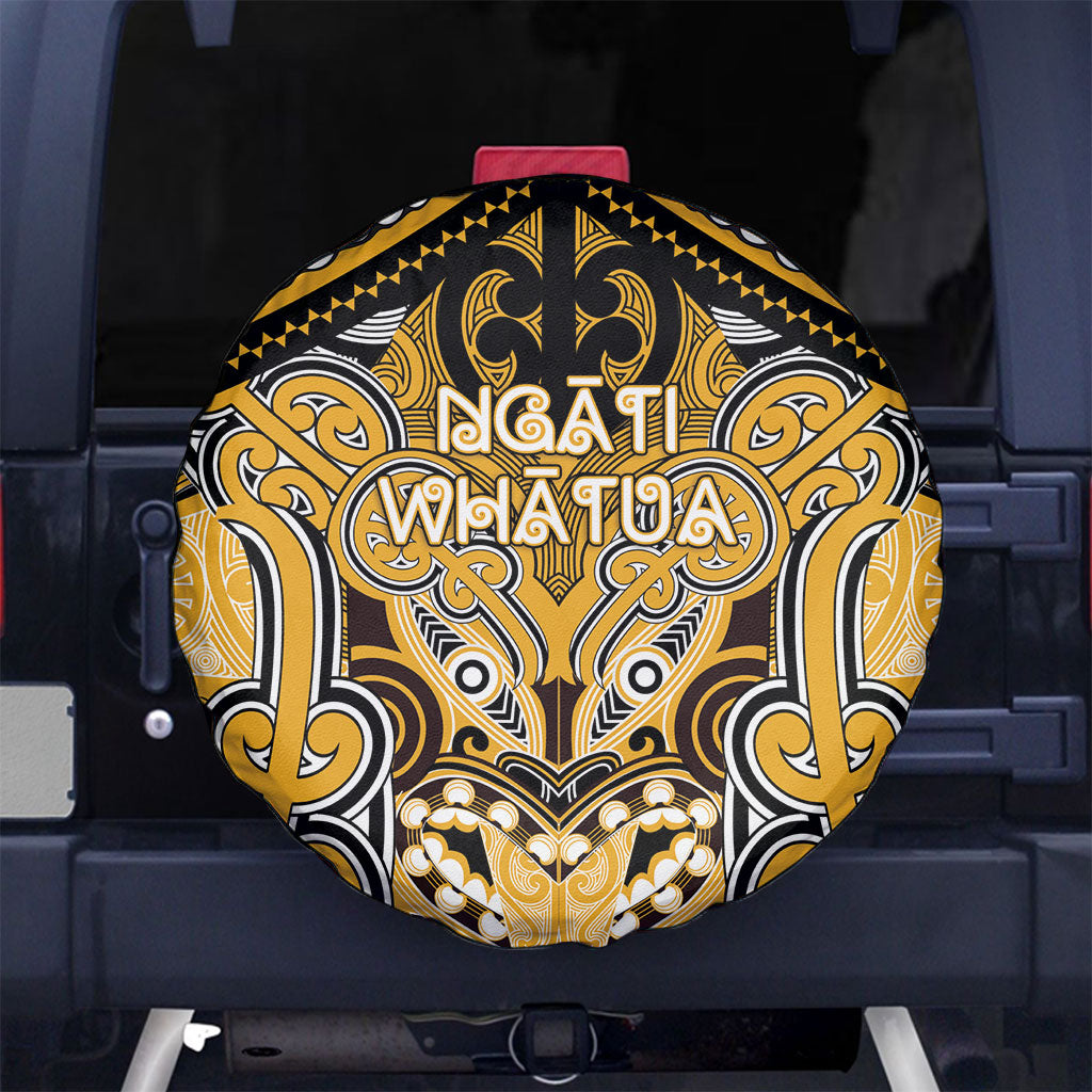 Aotearoa Iwi Ngati Whatua Spare Tire Cover Maori Kowhaiwhai Pattern LT19 No hole Yellow - Polynesian Pride