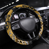 Aotearoa Iwi Ngati Whatua Steering Wheel Cover Maori Kowhaiwhai Pattern LT19 Universal Fit Yellow - Polynesian Pride