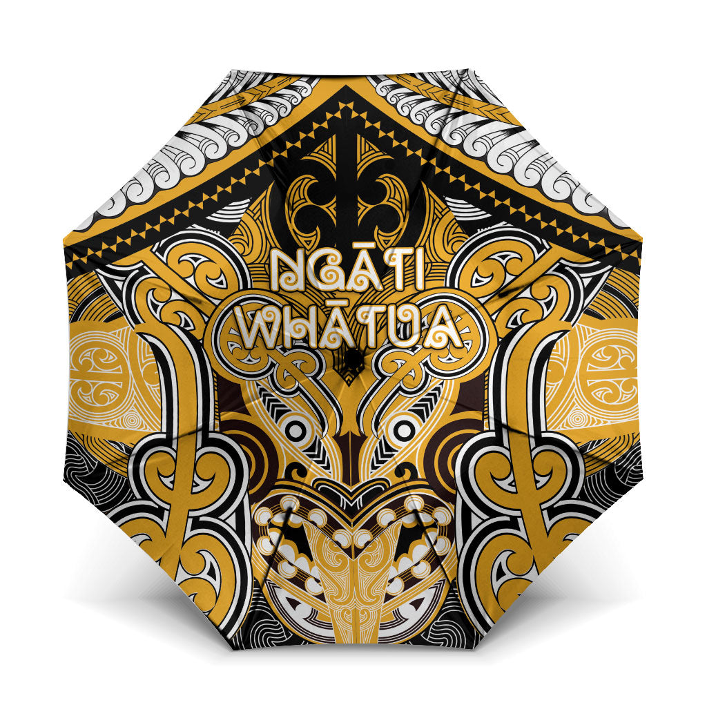 Aotearoa Iwi Ngati Whatua Umbrella Maori Kowhaiwhai Pattern LT19 One Size Folded 11.42 inch Opened Diameter 37.4 inch Yellow - Polynesian Pride