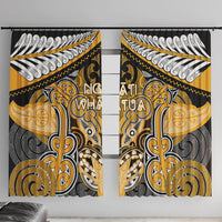 Aotearoa Iwi Ngati Whatua Window Curtain Maori Kowhaiwhai Pattern LT19 With Hooks Yellow - Polynesian Pride
