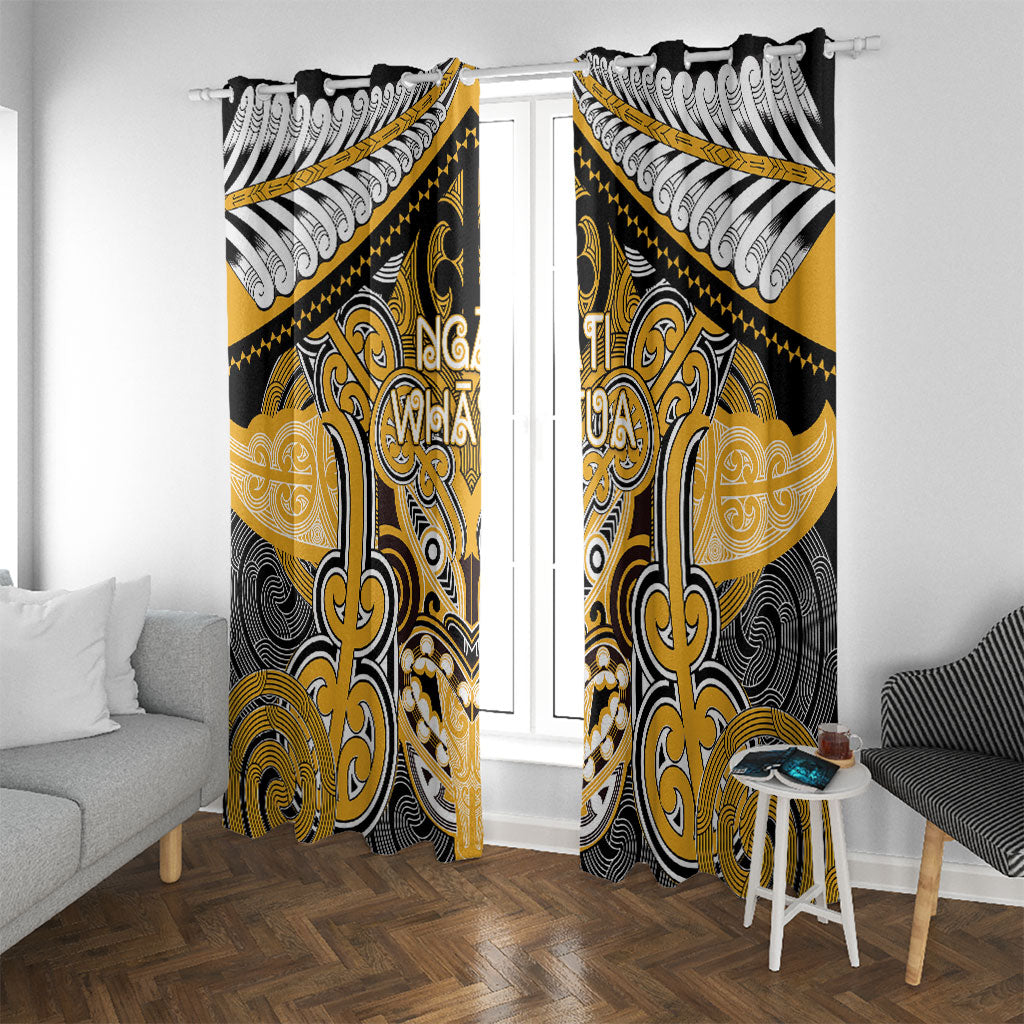Aotearoa Iwi Ngati Whatua Window Curtain Maori Kowhaiwhai Pattern LT19 With Grommets Yellow - Polynesian Pride