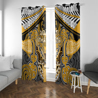 Aotearoa Iwi Ngati Whatua Window Curtain Maori Kowhaiwhai Pattern LT19 With Grommets Yellow - Polynesian Pride