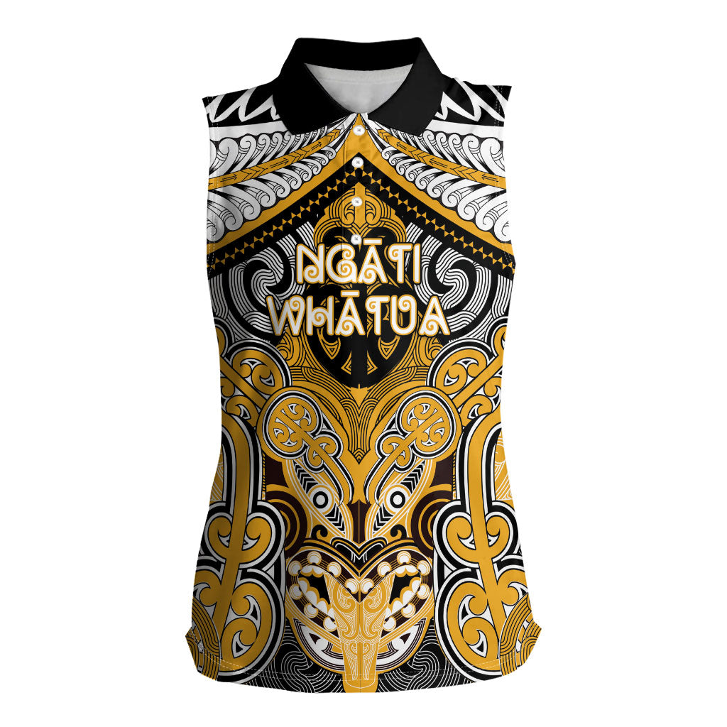 Aotearoa Iwi Ngati Whatua Personalised Women Sleeveless Polo Shirt Maori Kowhaiwhai Pattern LT19 Female Yellow - Polynesian Pride
