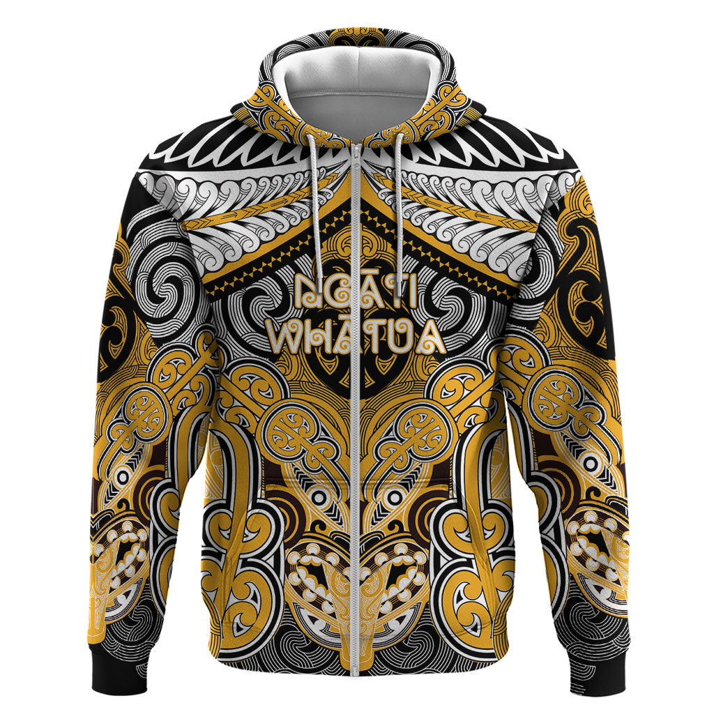 Aotearoa Iwi Ngati Whatua Personalised Zip Hoodie Maori Kowhaiwhai Pattern LT19 Zip Hoodie Yellow - Polynesian Pride