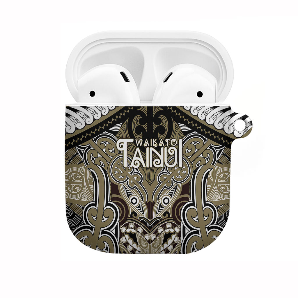 Aotearoa Iwi Waikato Tainui AirPods Case Maori Kowhaiwhai Pattern LT19 Dark Yellow - Polynesian Pride