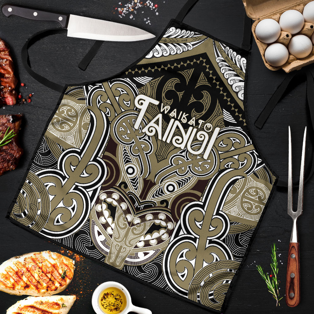 Aotearoa Iwi Waikato Tainui Apron Maori Kowhaiwhai Pattern LT19 Dark Yellow - Polynesian Pride
