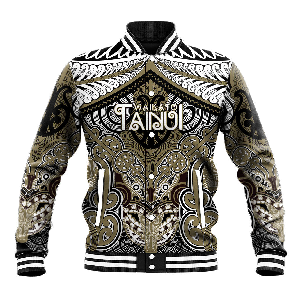 Aotearoa Iwi Waikato Tainui Personalised Baseball Jacket Maori Kowhaiwhai Pattern LT19 Unisex Dark Yellow - Polynesian Pride