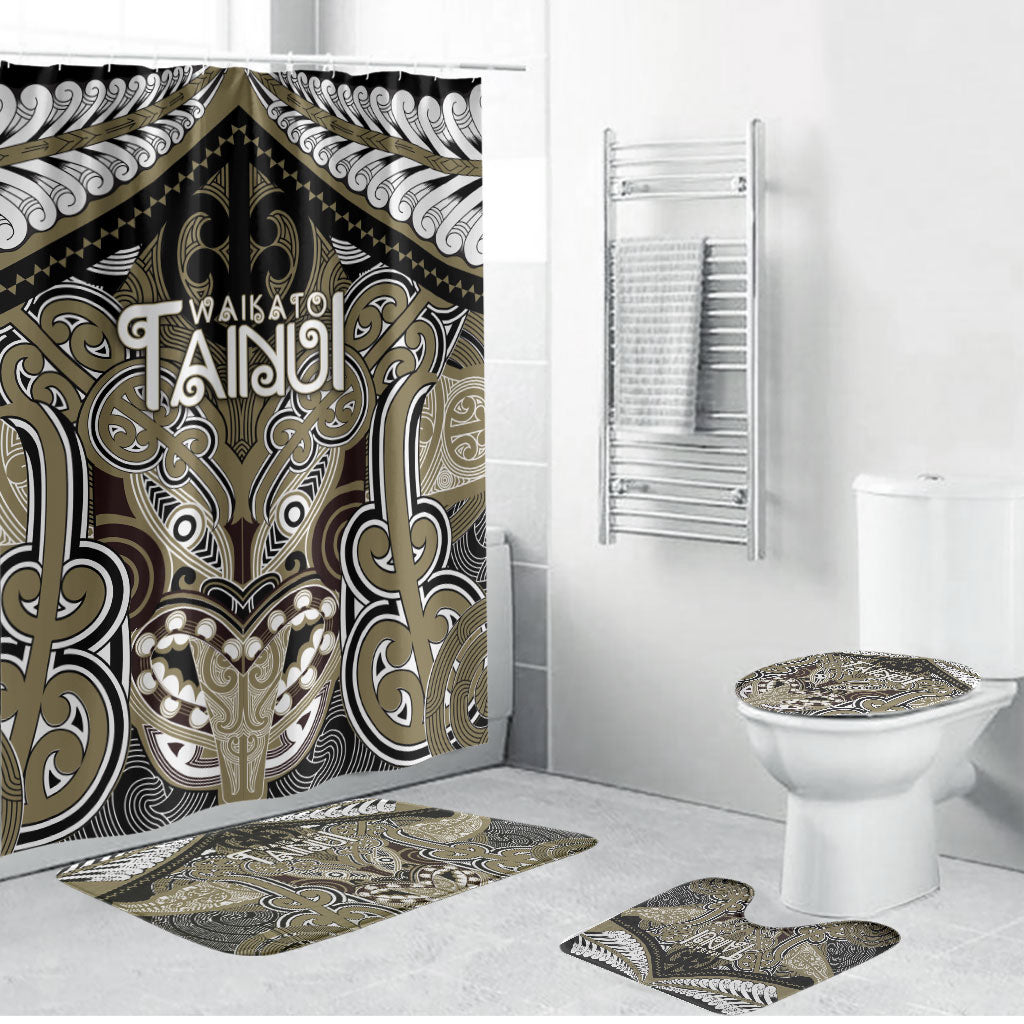 Aotearoa Iwi Waikato Tainui Bathroom Set Maori Kowhaiwhai Pattern LT19 Bathroom Set (4 pcs) Dark Yellow - Polynesian Pride