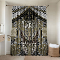 Aotearoa Iwi Waikato Tainui Bathroom Set Maori Kowhaiwhai Pattern LT19 Shower Curtain Only Dark Yellow - Polynesian Pride