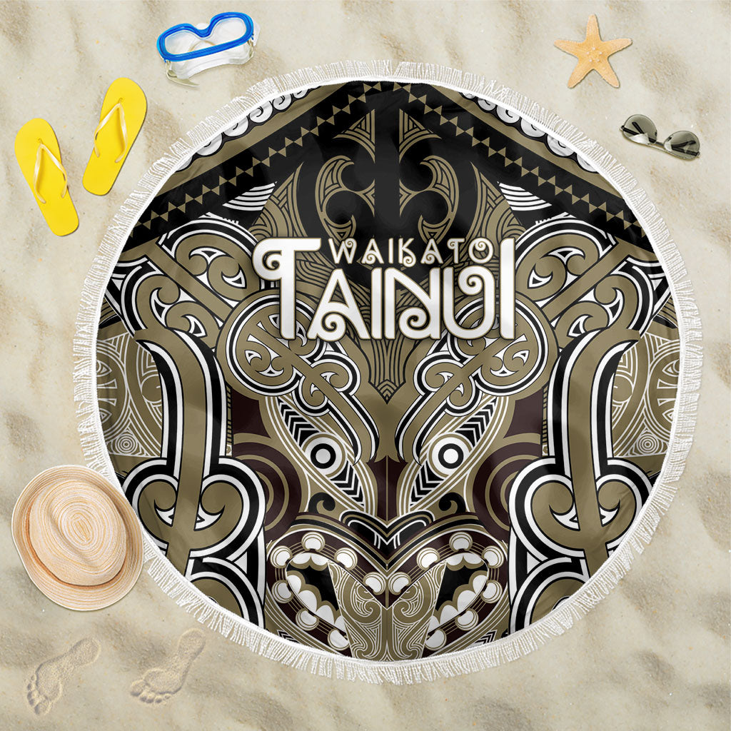 Aotearoa Iwi Waikato Tainui Beach Blanket Maori Kowhaiwhai Pattern LT19 One Size 150cm Dark Yellow - Polynesian Pride