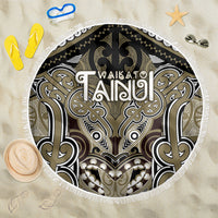 Aotearoa Iwi Waikato Tainui Beach Blanket Maori Kowhaiwhai Pattern LT19 One Size 150cm Dark Yellow - Polynesian Pride