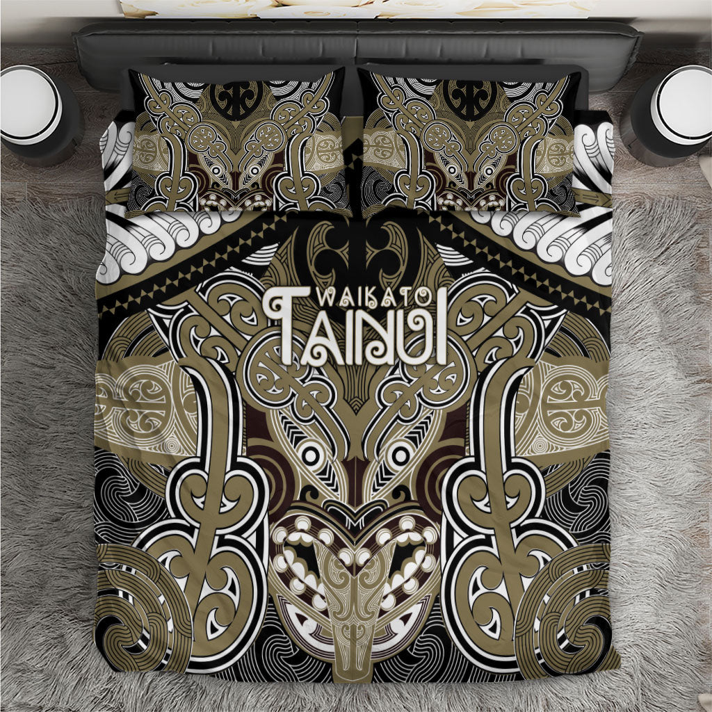 Aotearoa Iwi Waikato Tainui Bedding Set Maori Kowhaiwhai Pattern LT19 Dark Yellow - Polynesian Pride