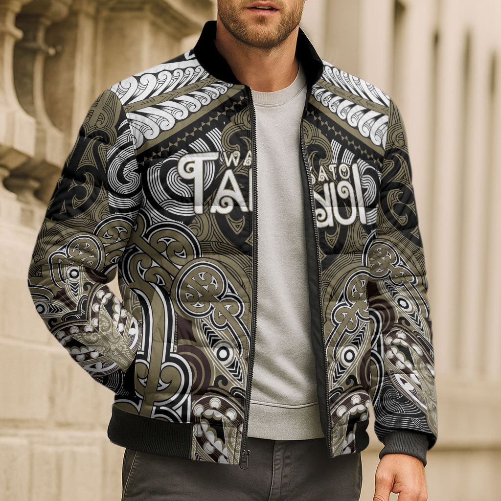 Aotearoa Iwi Waikato Tainui Personalised Bomber Puffer Jacket Maori Kowhaiwhai Pattern LT19 - Polynesian Pride