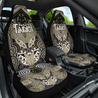 Aotearoa Iwi Waikato Tainui Car Seat Cover Maori Kowhaiwhai Pattern LT19 One Size Dark Yellow - Polynesian Pride