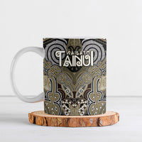 Aotearoa Iwi Waikato Tainui Personalised Ceramic Mug Maori Kowhaiwhai Pattern LT19 Dark Yellow - Polynesian Pride