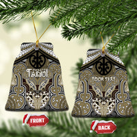 Aotearoa Iwi Waikato Tainui Personalised Ceramic Ornament Maori Kowhaiwhai Pattern LT19 Bell Flake Dark Yellow - Polynesian Pride