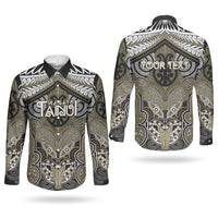 Aotearoa Iwi Waikato Tainui Personalised Couples Matching Mermaid Dress and Long Sleeve Button Shirt Maori Kowhaiwhai Pattern LT19 - Polynesian Pride
