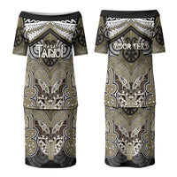 Aotearoa Iwi Waikato Tainui Personalised Couples Matching Puletasi and Long Sleeve Button Shirt Maori Kowhaiwhai Pattern LT19 - Polynesian Pride