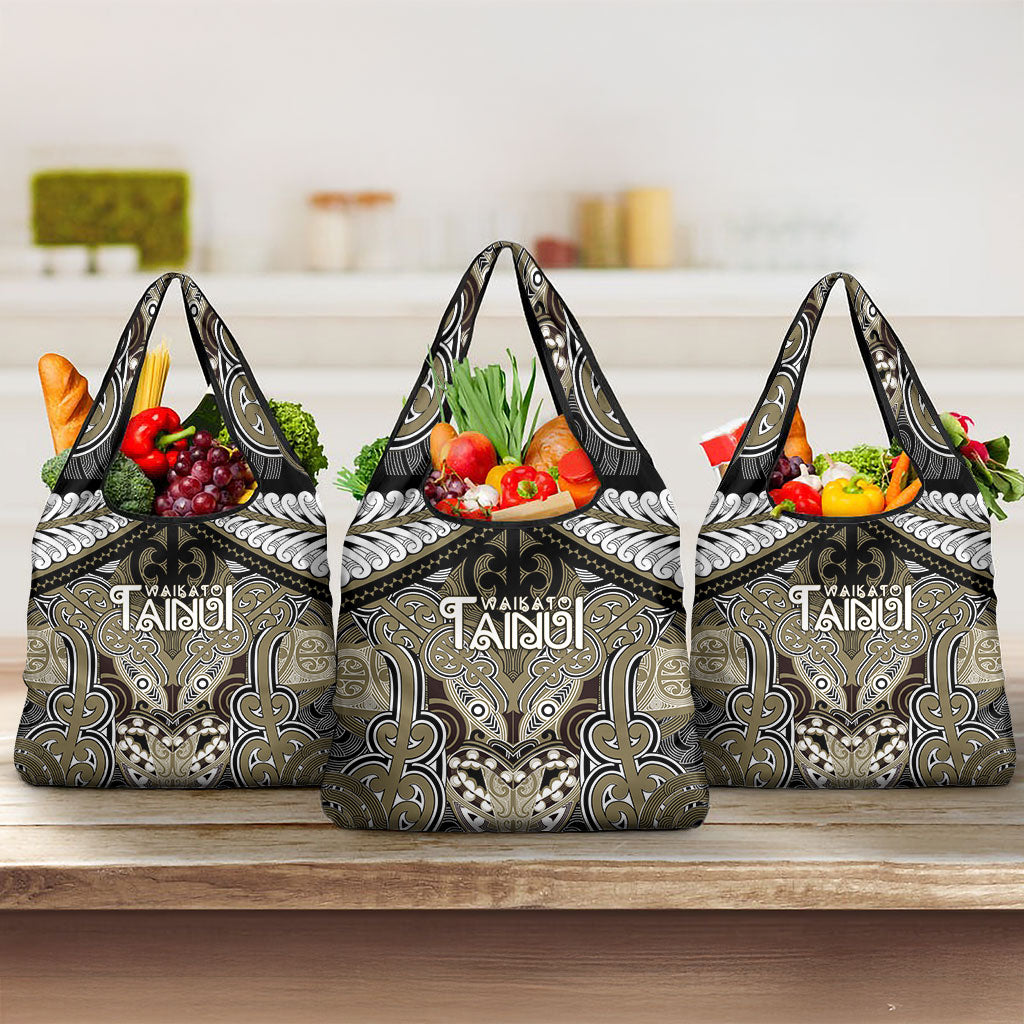 Aotearoa Iwi Waikato Tainui Grocery Bag Maori Kowhaiwhai Pattern LT19 3-pack One Size Dark Yellow - Polynesian Pride