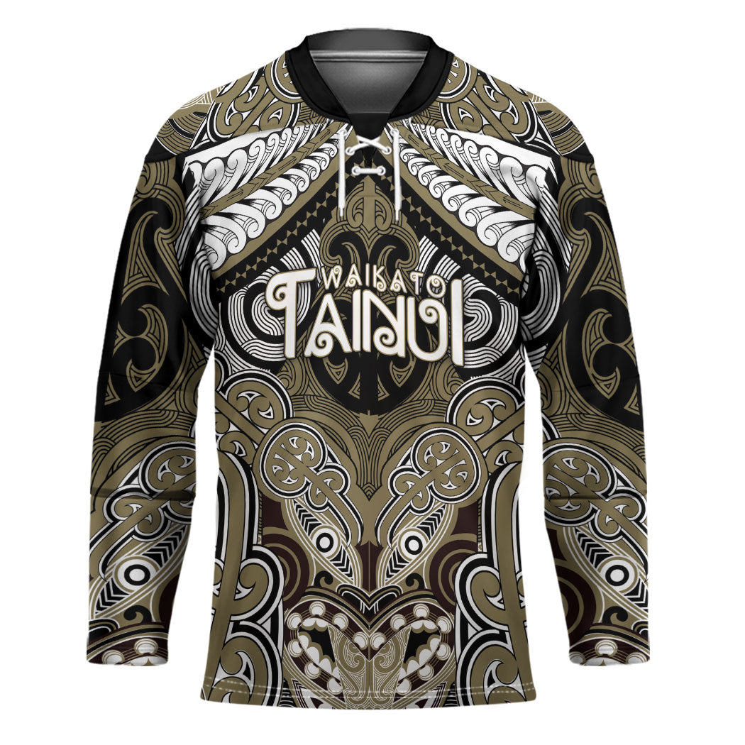 Aotearoa Iwi Waikato Tainui Personalised Hockey Jersey Maori Kowhaiwhai Pattern LT19 Unisex Dark Yellow - Polynesian Pride