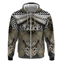 Aotearoa Iwi Waikato Tainui Personalised Hoodie Maori Kowhaiwhai Pattern LT19 Zip Hoodie Dark Yellow - Polynesian Pride