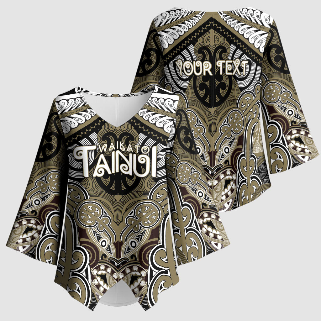 Aotearoa Iwi Waikato Tainui Personalised Kimono Sleeve Blouse Maori Kowhaiwhai Pattern LT19 - Polynesian Pride