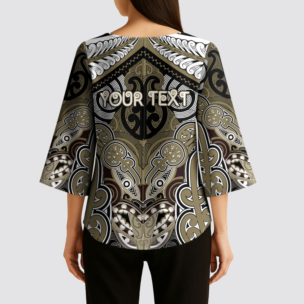 Aotearoa Iwi Waikato Tainui Personalised Kimono Sleeve Blouse Maori Kowhaiwhai Pattern LT19 - Polynesian Pride