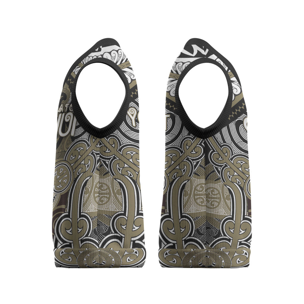 Aotearoa Iwi Waikato Tainui Personalised Christmas Knitted V-Neck Vest Maori Kowhaiwhai Pattern LT19 - Polynesian Pride