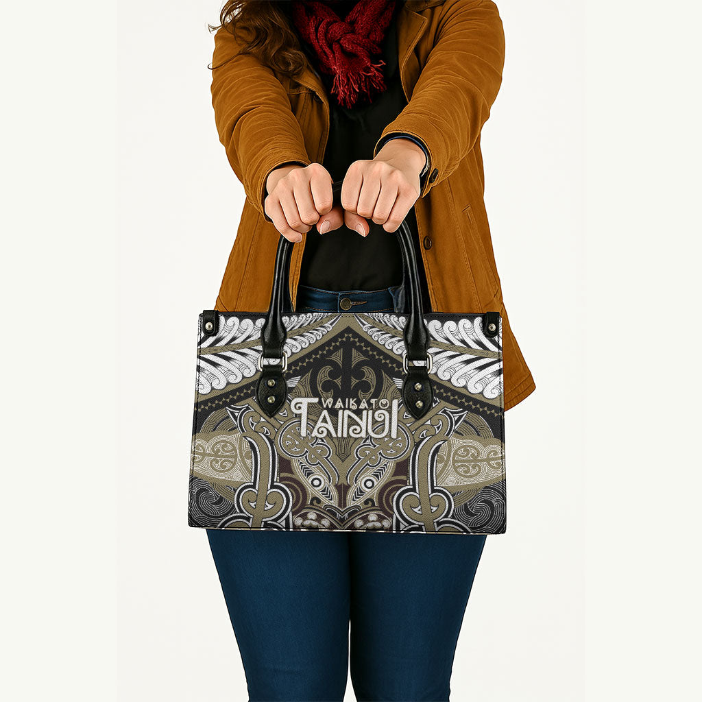 Aotearoa Iwi Waikato Tainui Leather Bag Maori Kowhaiwhai Pattern LT19 - Polynesian Pride