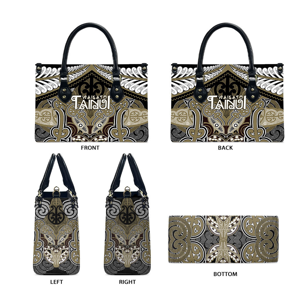 Aotearoa Iwi Waikato Tainui Leather Bag Maori Kowhaiwhai Pattern LT19 - Polynesian Pride