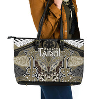 Aotearoa Iwi Waikato Tainui Leather Tote Bag Maori Kowhaiwhai Pattern LT19 - Polynesian Pride